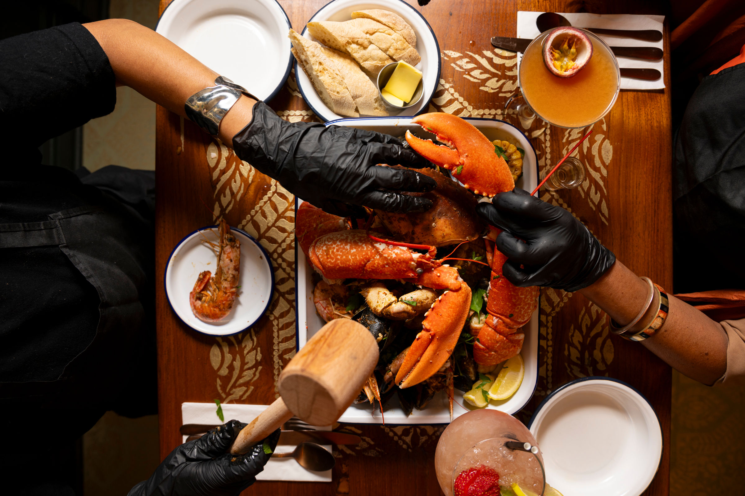 The Gothic Crab - over head shot of the seafood platter with lobster 