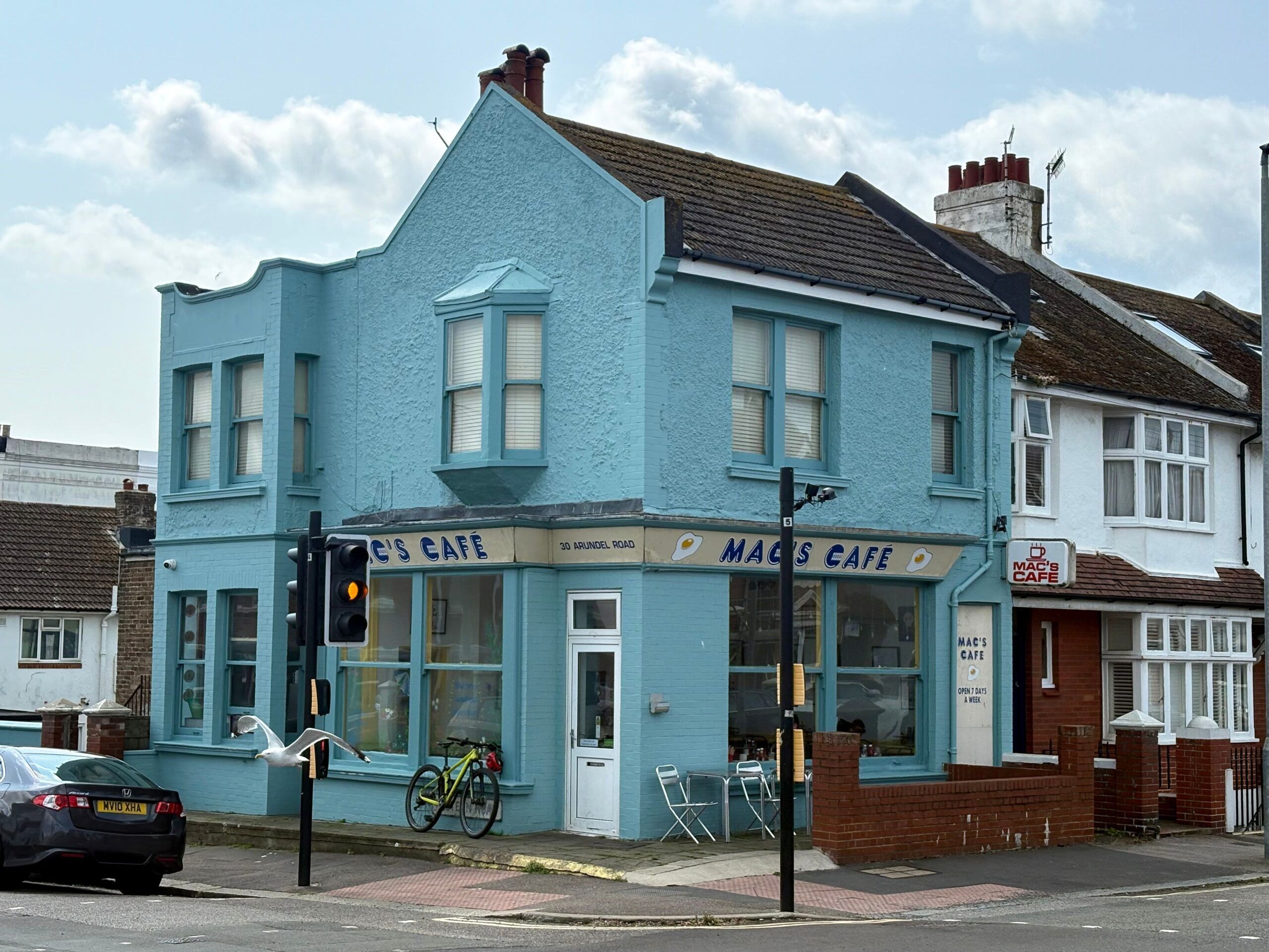 Mac's Cafe Blue Building