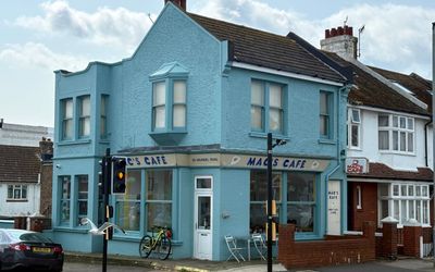 Mac's Cafe Blue Building
