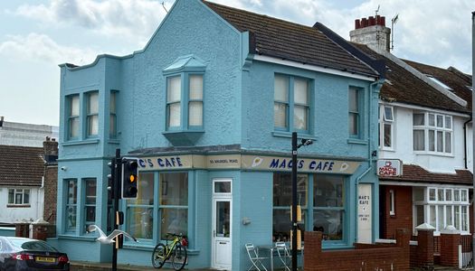 Mac's Cafe Blue Building