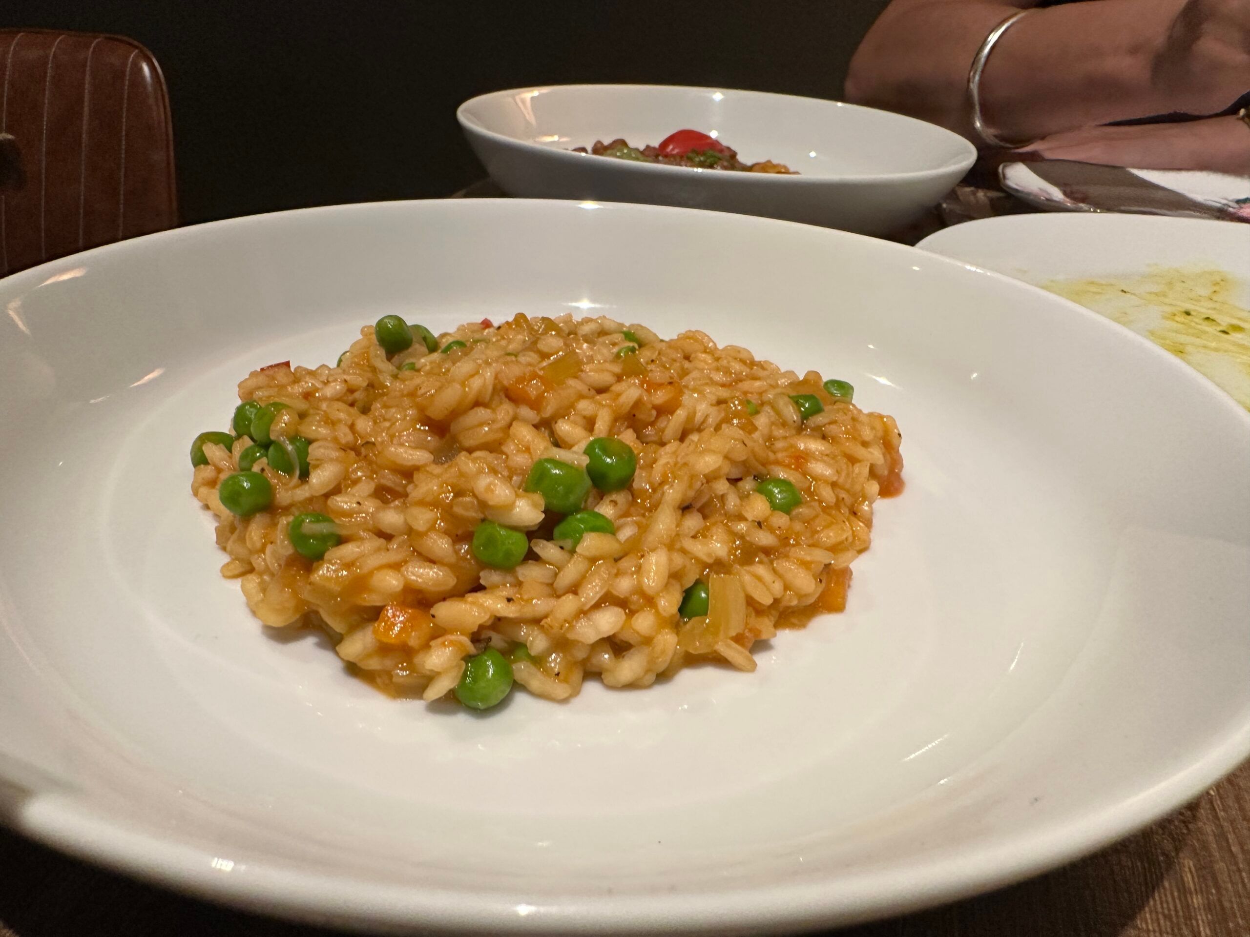 crab risotto with fresh peas and preserved lemon