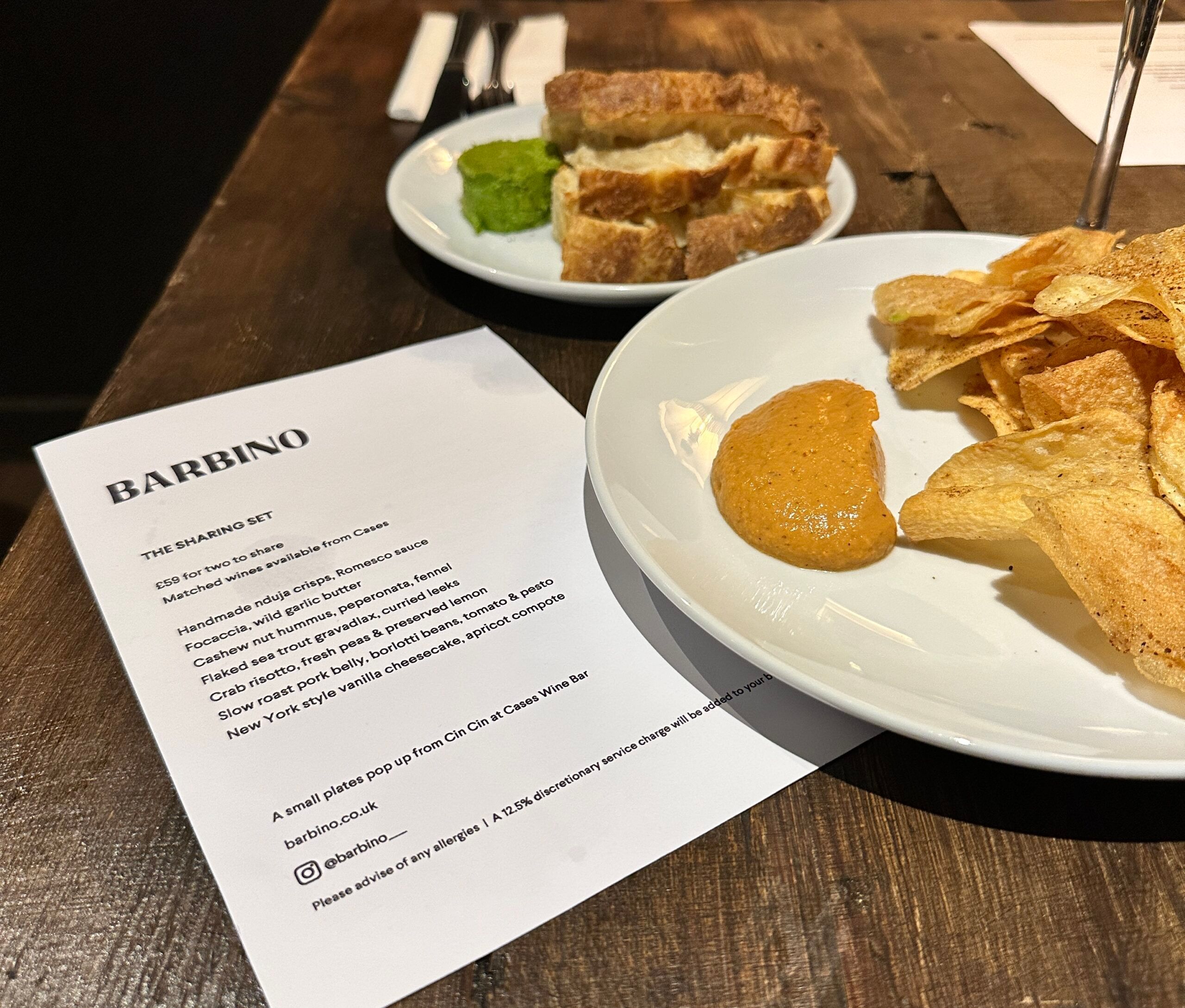 Nduja crisps as a starters at Cin Cin. Barbino Brighton - Exclusive Pop-Up From Cin Cin’s Head Chef 