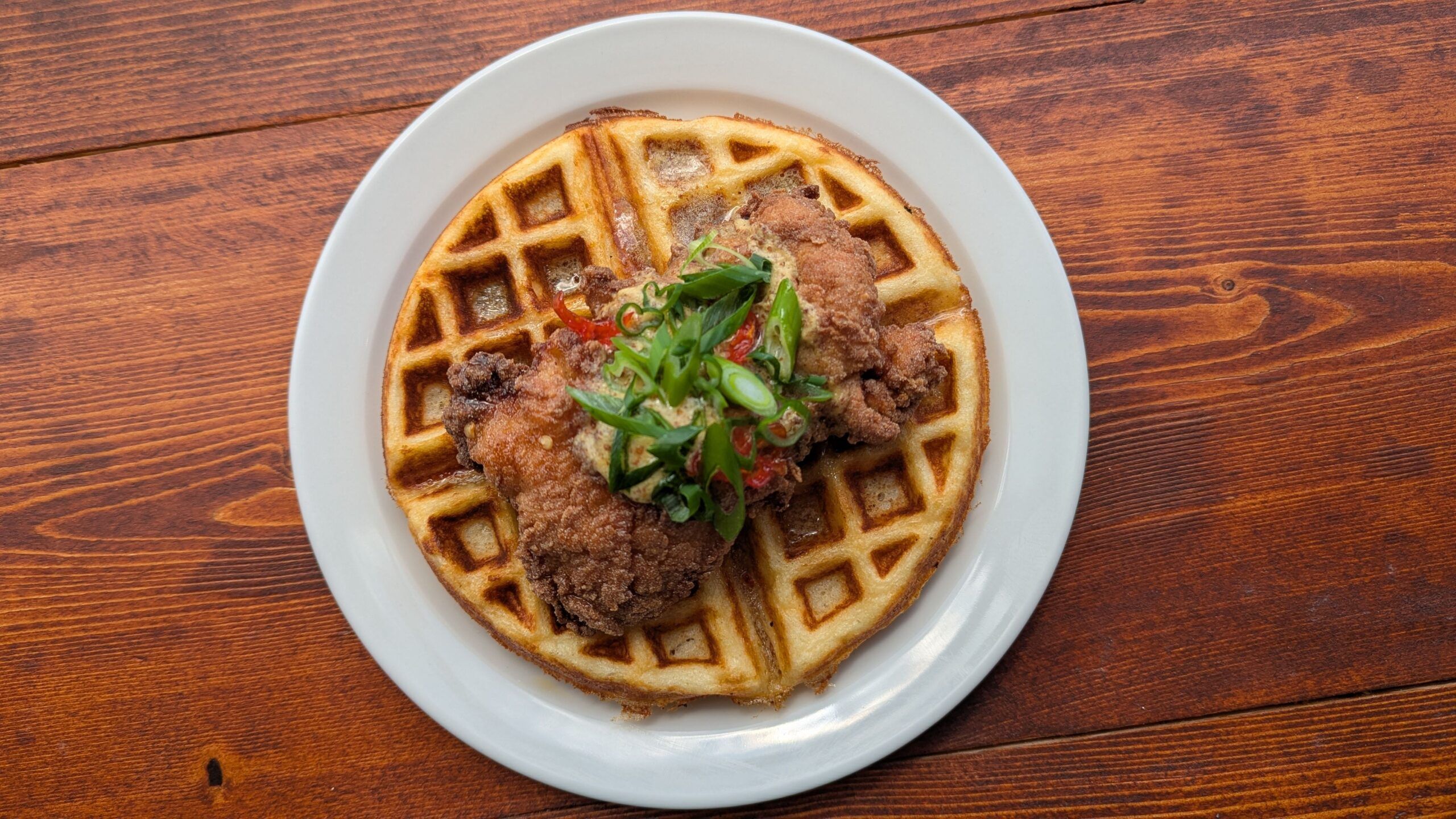 Buttermilk Chicken Waffles with Carolina Reaper honey