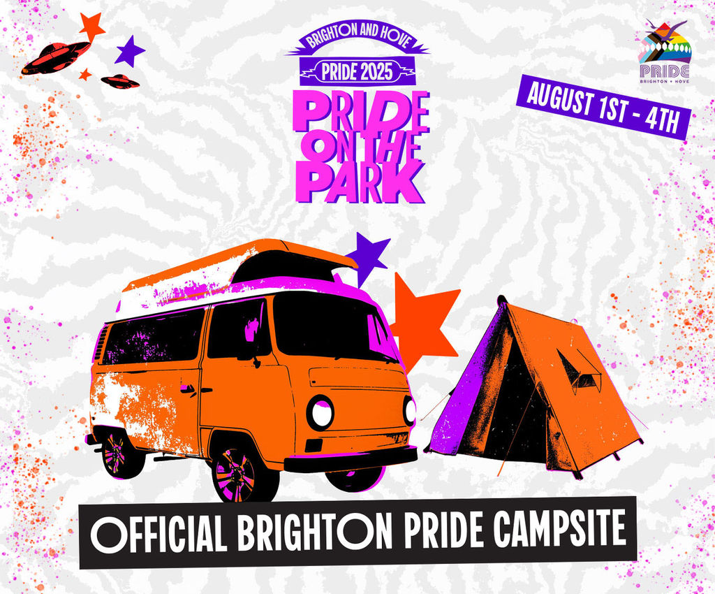 Brighton Pride Camping 2025. Campervans and camping at Brighton Pride 2025.