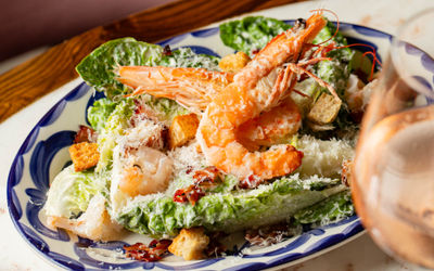 King prawn Caesar salad with croutons and parmesan at Burger & Lobster Brighton