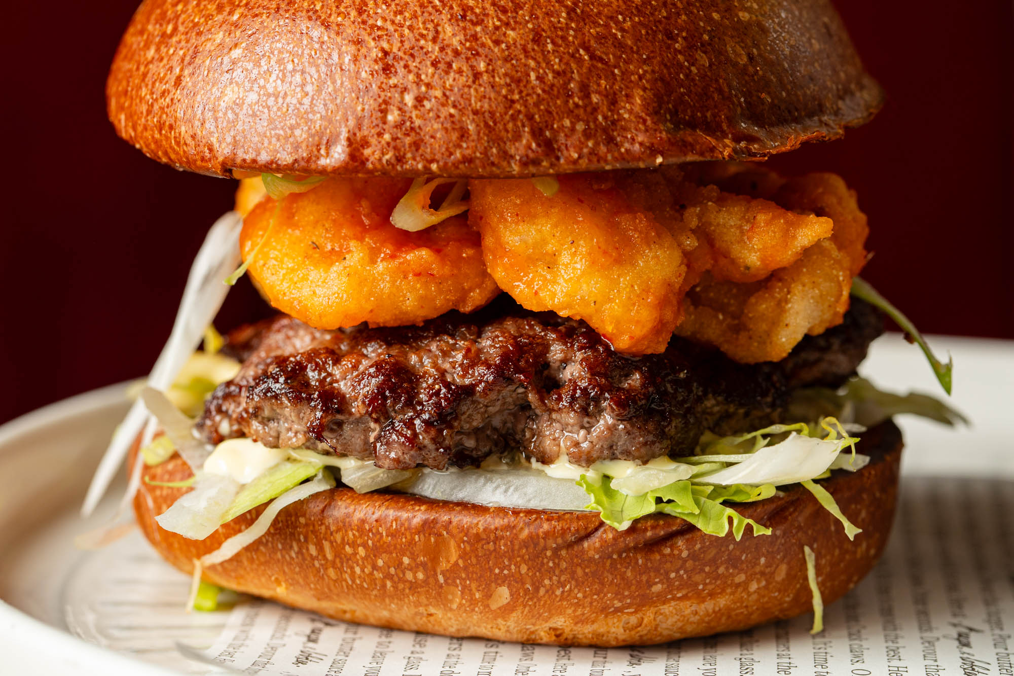 close up shot of the burger