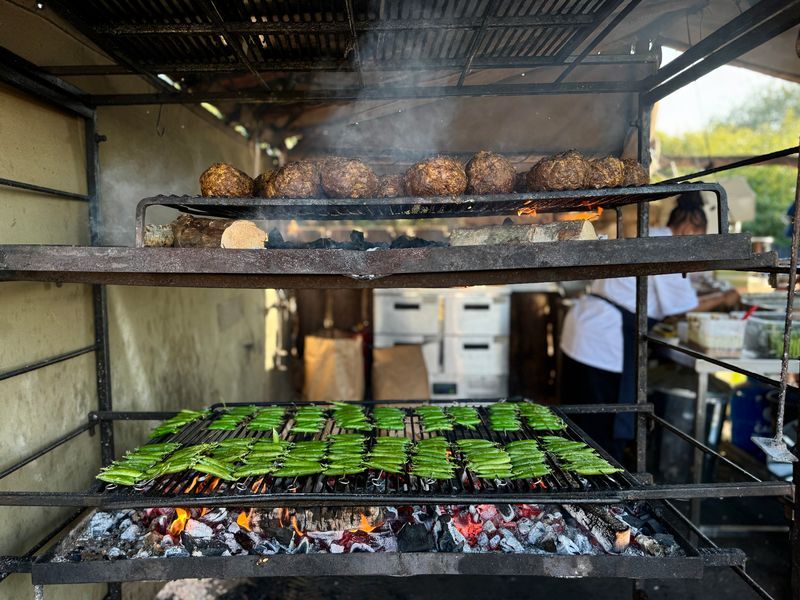 green bell pepers on the grill