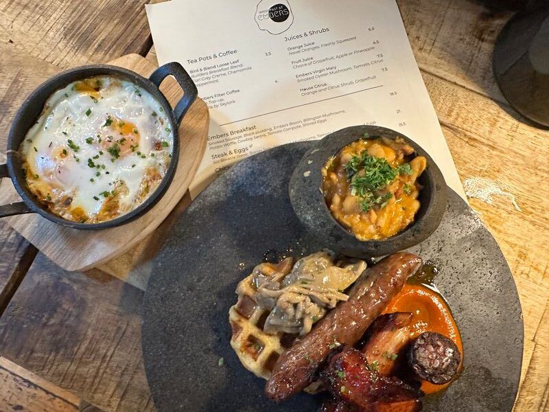 over head shot of breafast at Embers Brighton