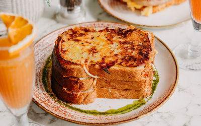 toast with orange drink
