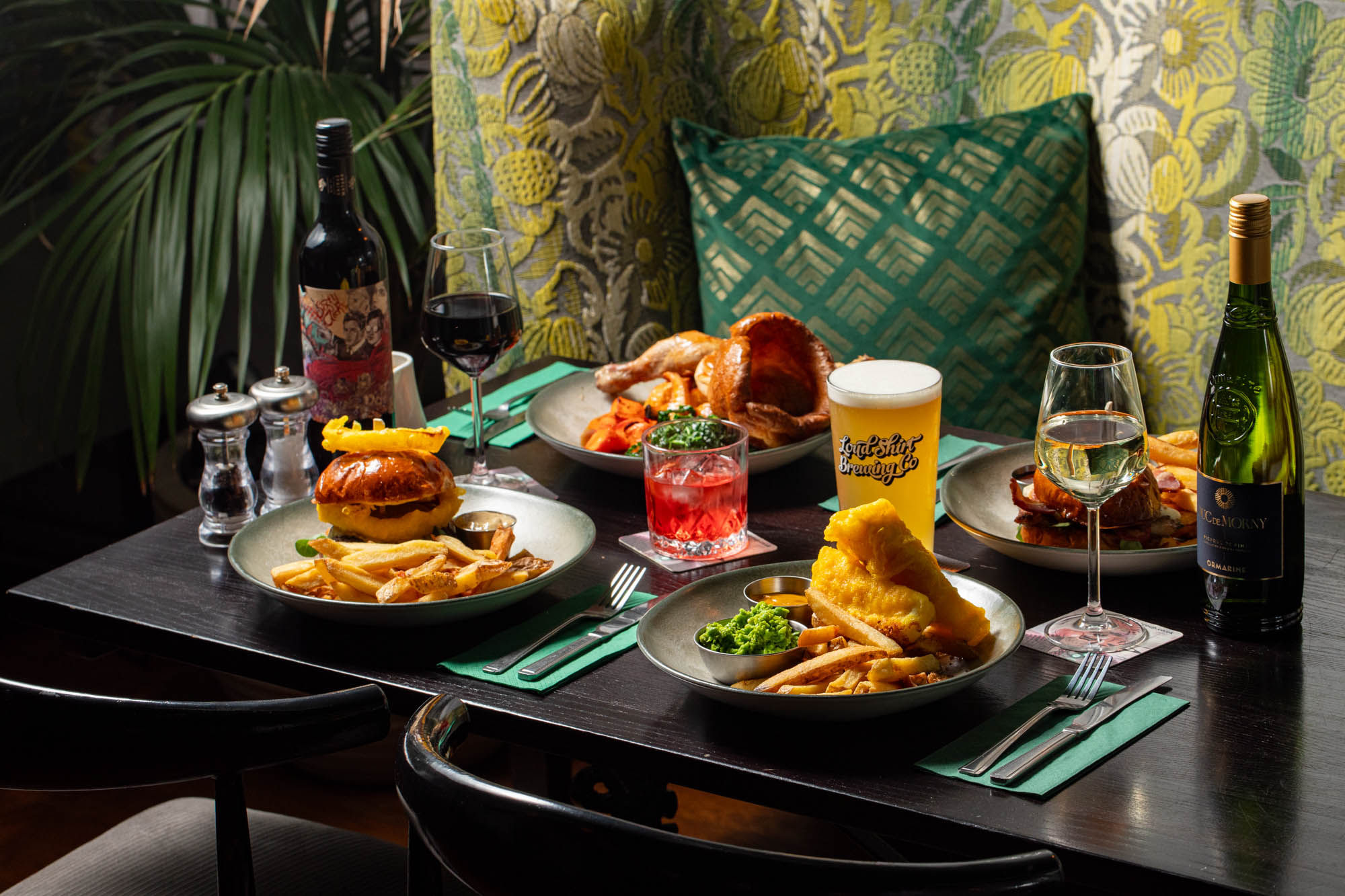 side shot of the table with various dishes at The Bell Tower Brighton