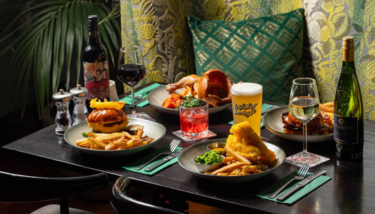 side shot of the table with various dishes at The Bell Tower Brighton