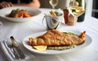 close up shot of fish and chips at English's of Brighton