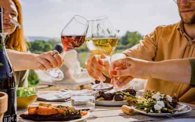 Diners raising their glasses alfresco at Artelium wine estate