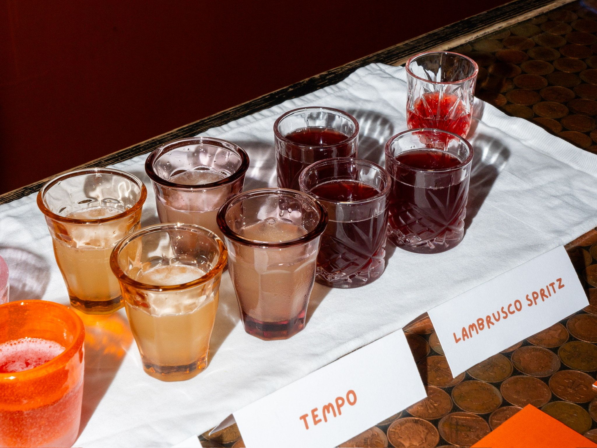 couple of small drinks next to each other at Bar 50ml brighton