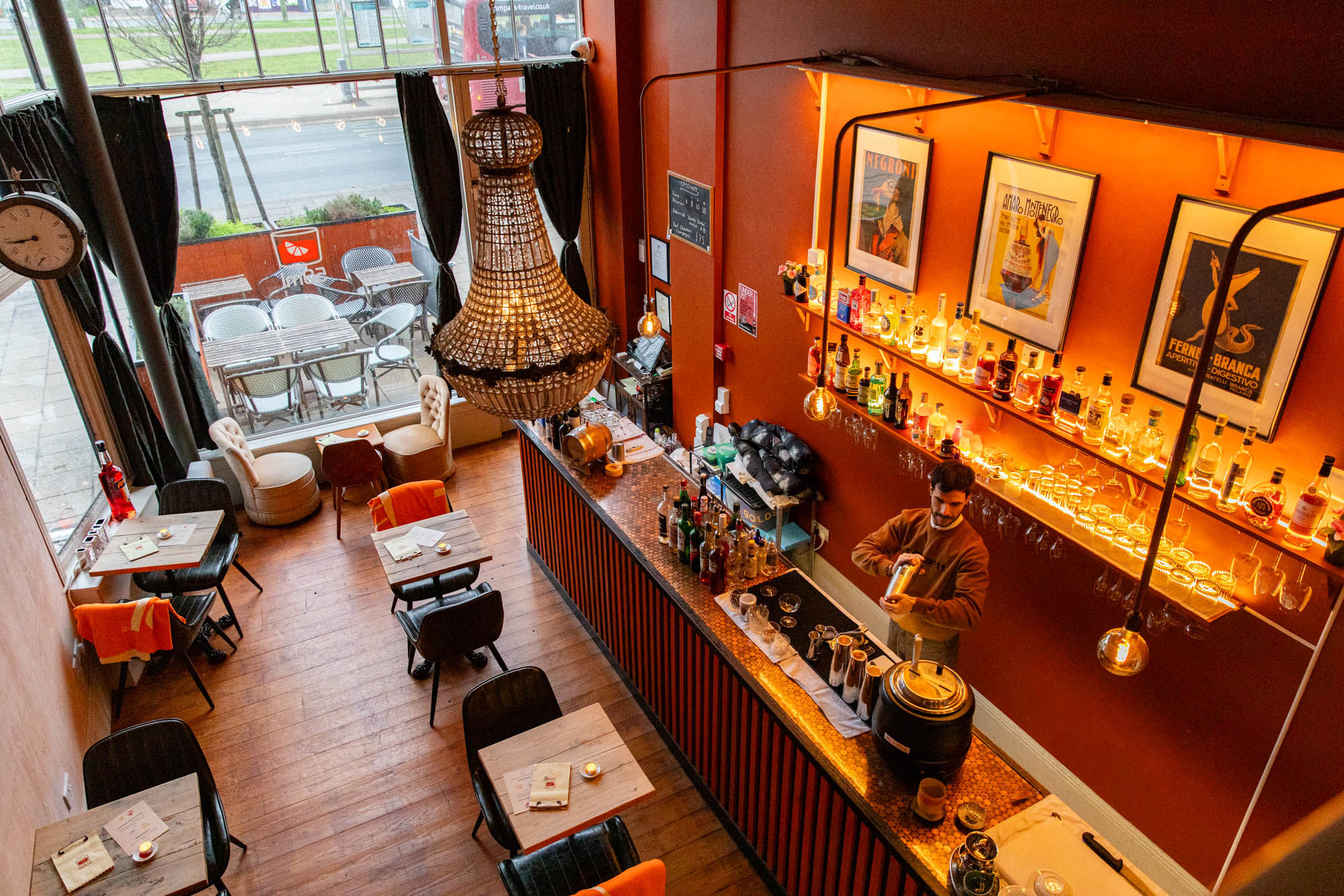 interior over head shot of the bar