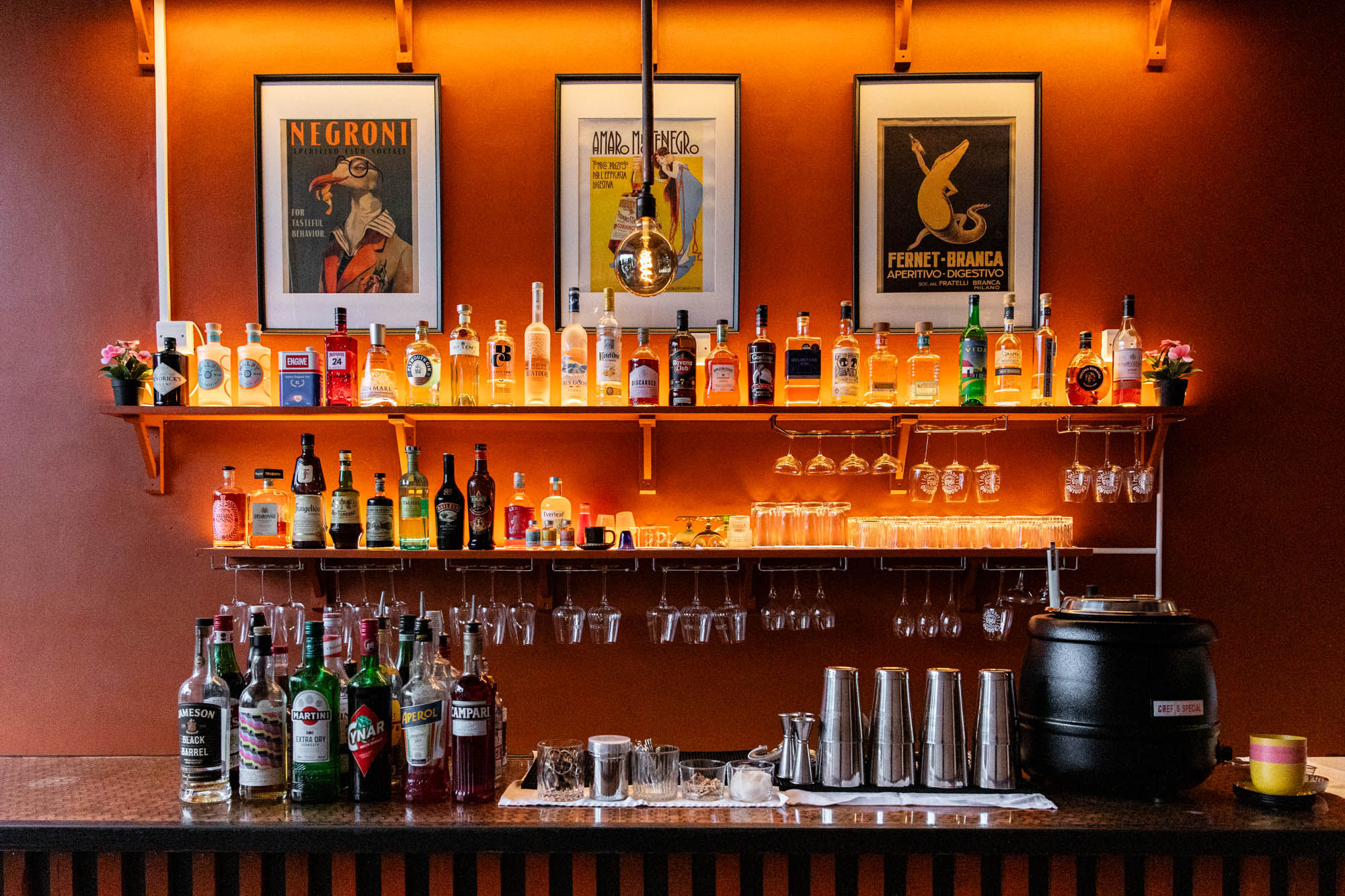 shot of the bar area populated with drinks at Bar 50ml