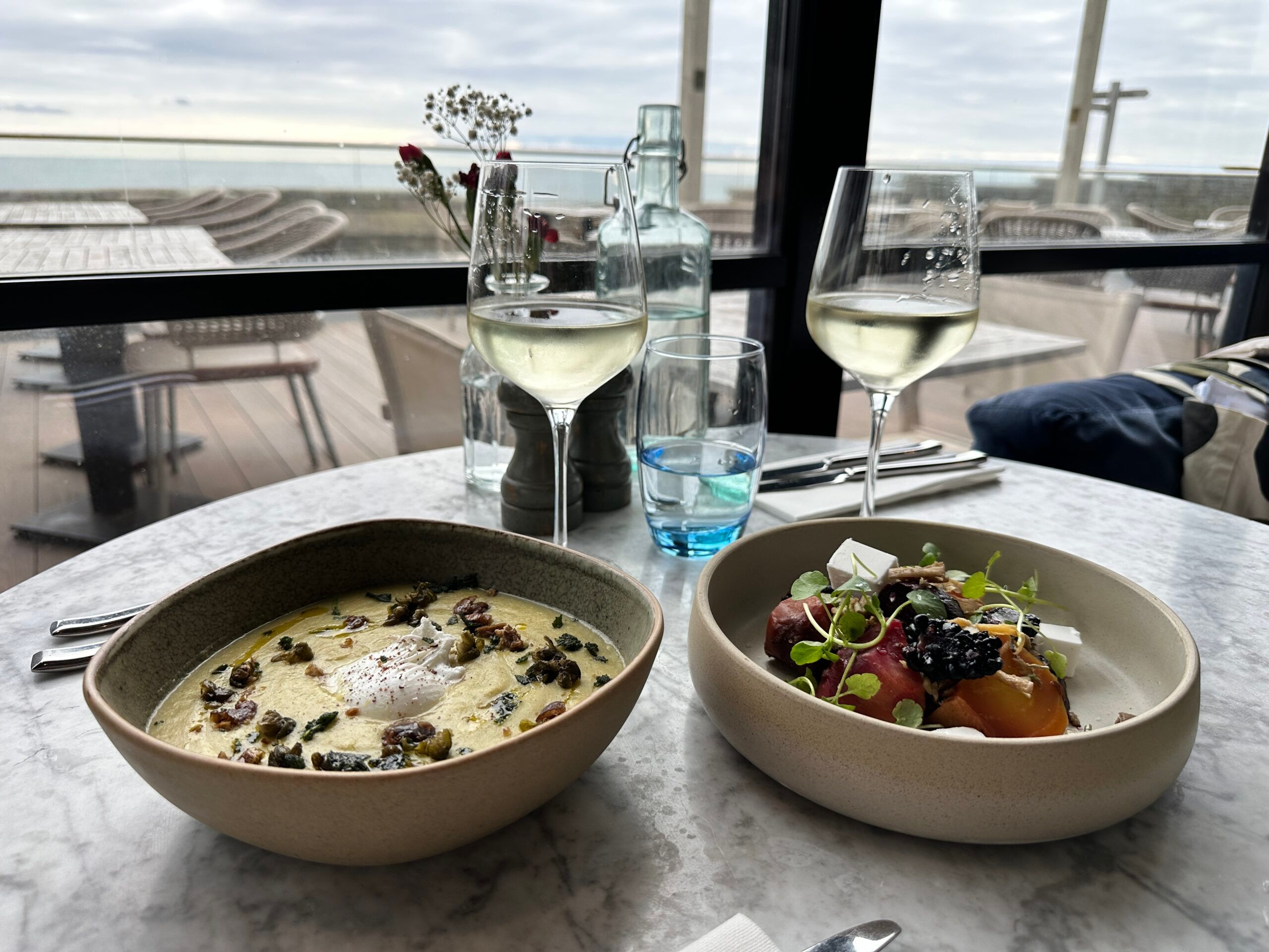 photo of two starters from autumn menu at white horses