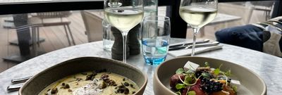 photo of two starters from autumn menu at white horses