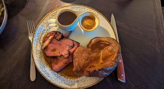 over head shot of sunday roast