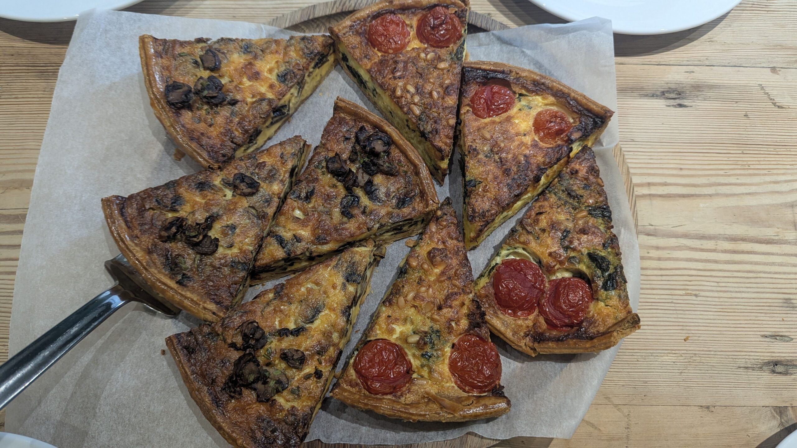 over head shot of vegan quiche 