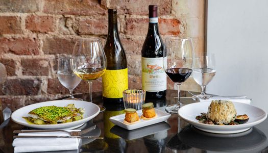 side shot of the dishes and drinks served on the table at Wild Flor
