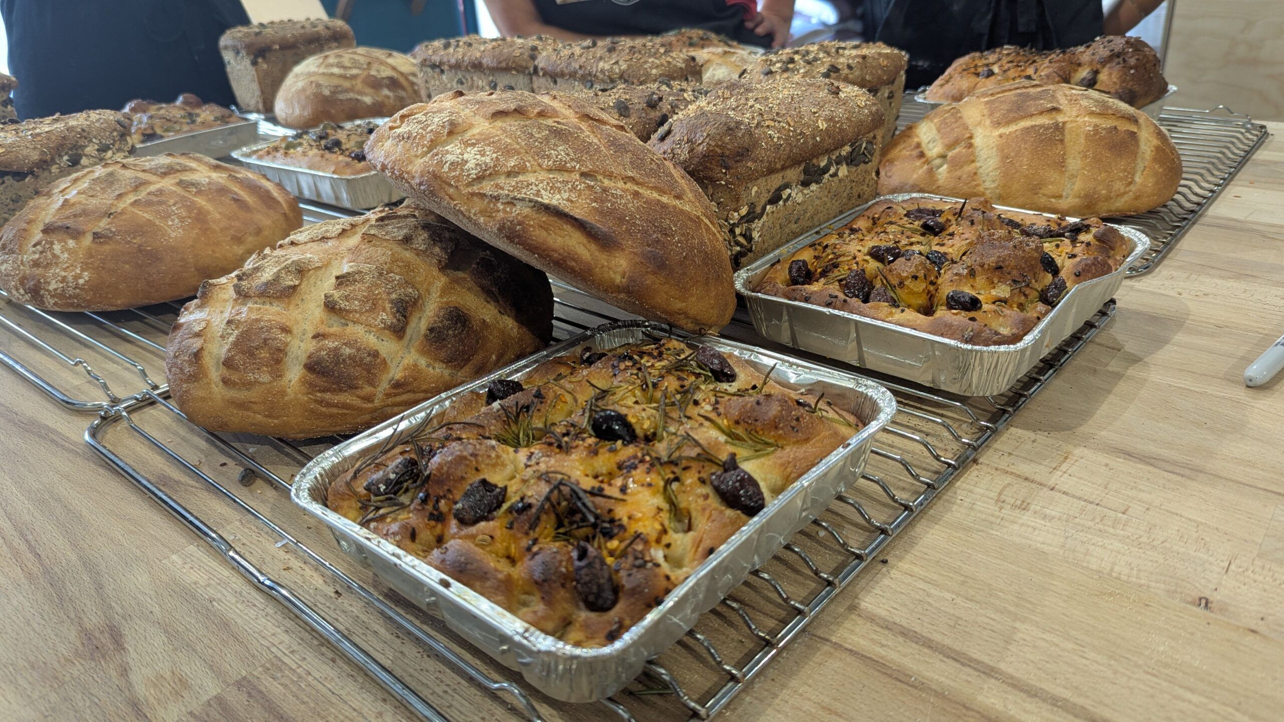 various baked breads on the table