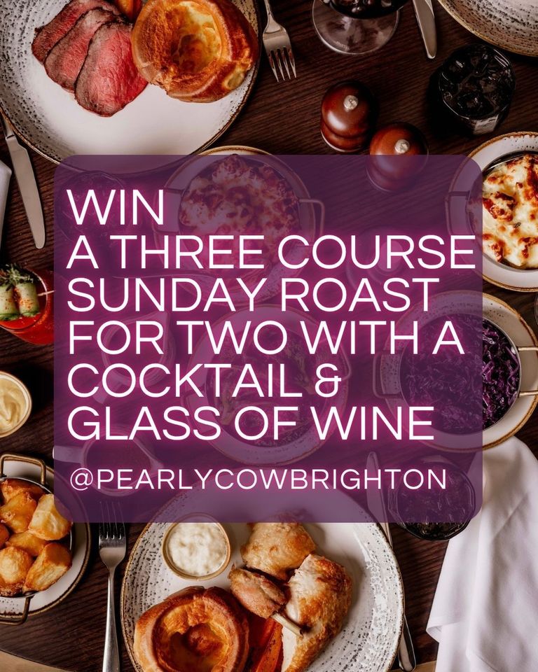 Win a three course sunday roast for two with a cocktail and glass of wine