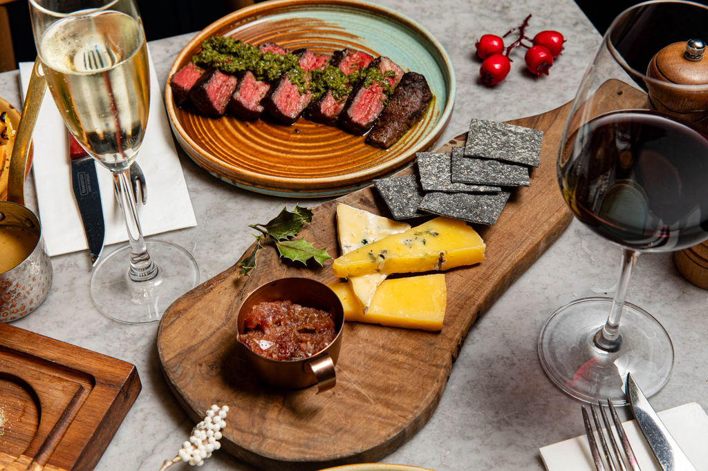 cheese and crackers on the board with little pot of chutney. Ideas for Easter - Good Friday, Easter Monday. Bank Holiday Brighton