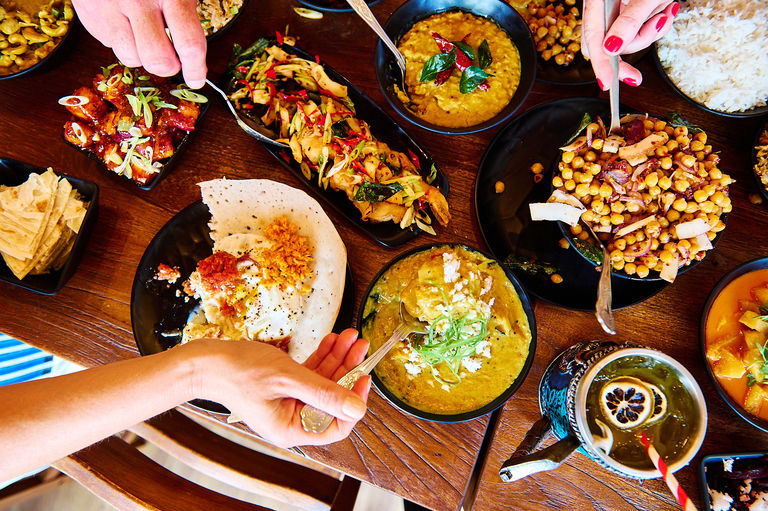 The Coconut Island overhead feast shot