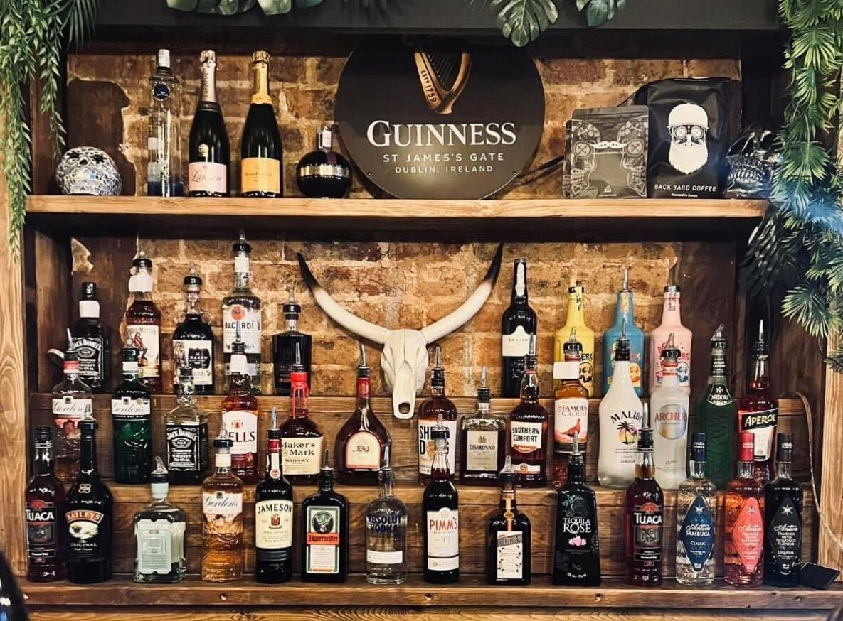 The selection of whiskies at the Hartington Pub