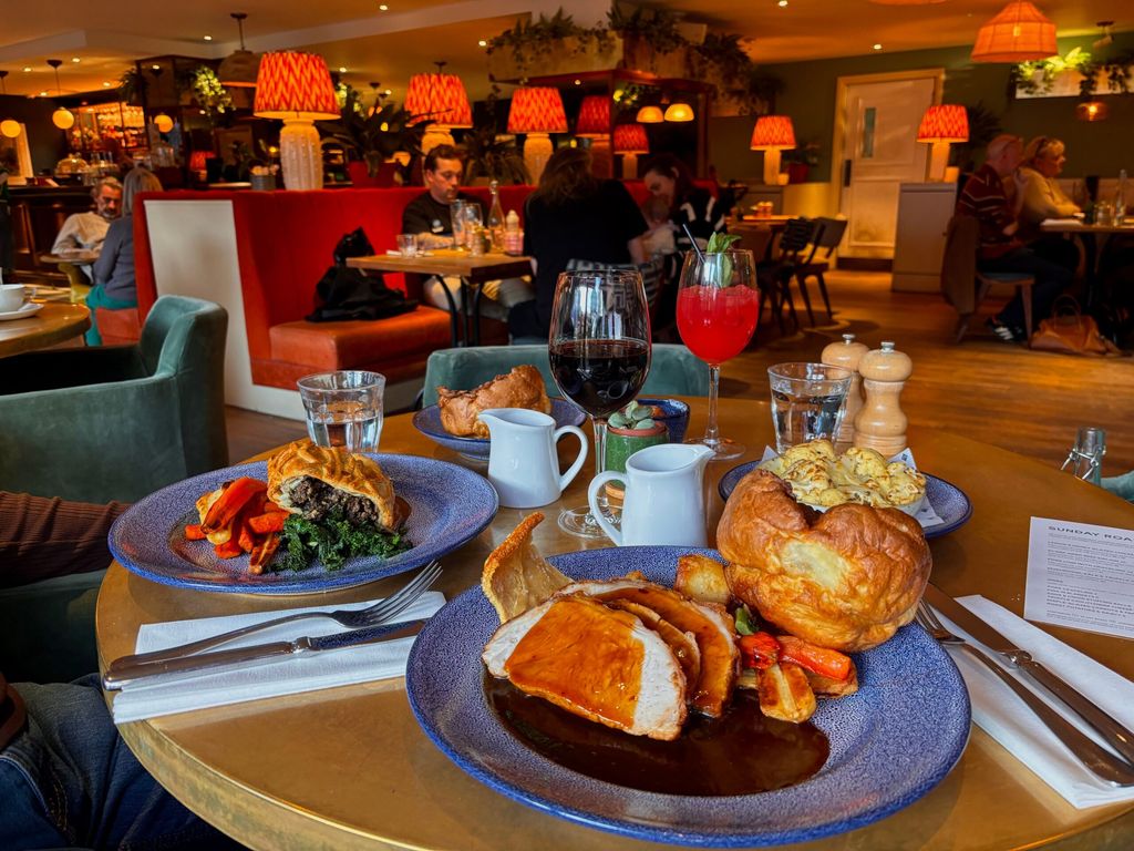 side shot of the table laid out with Sunday Roast