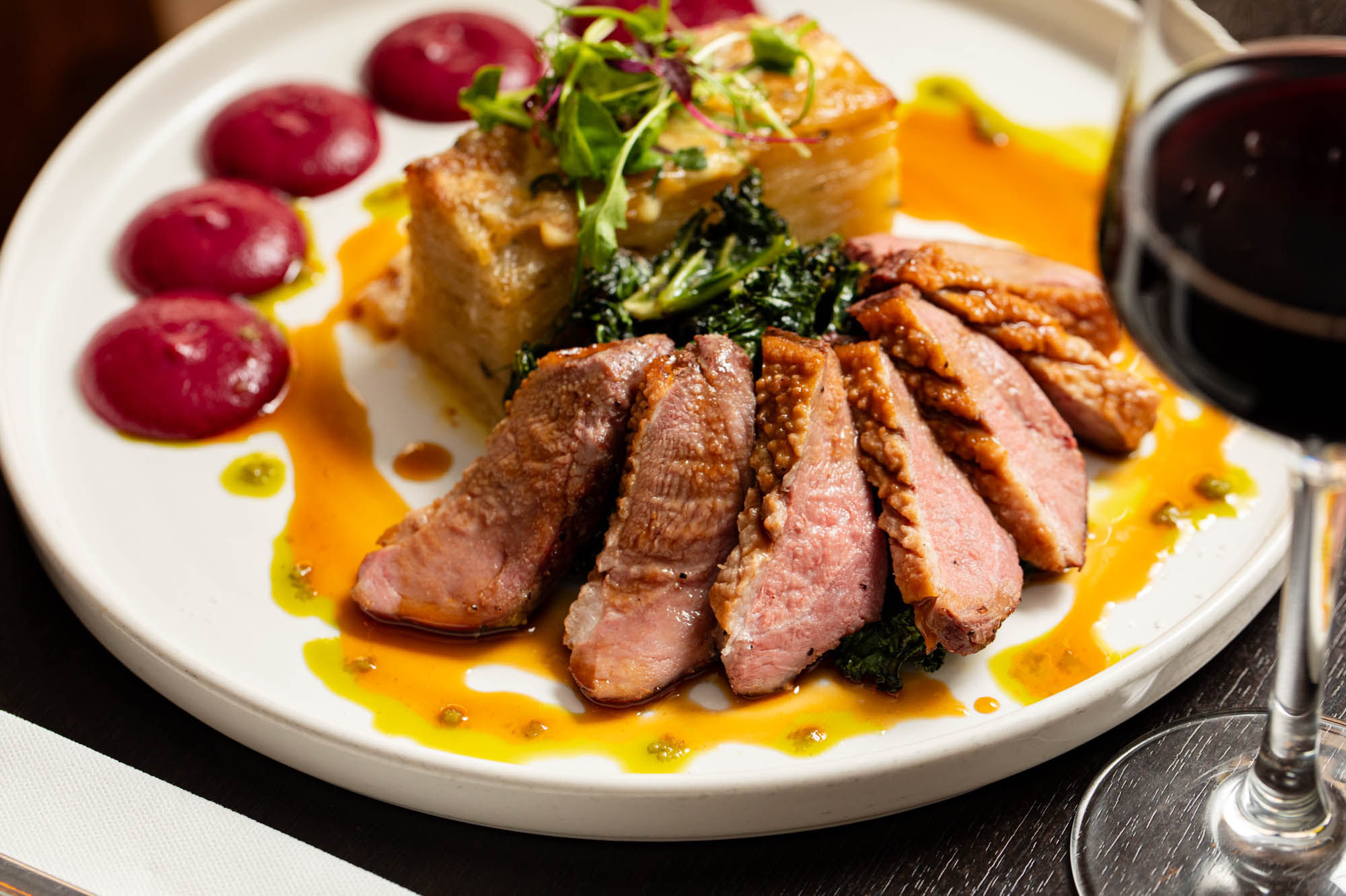 close up shot of the steak dish