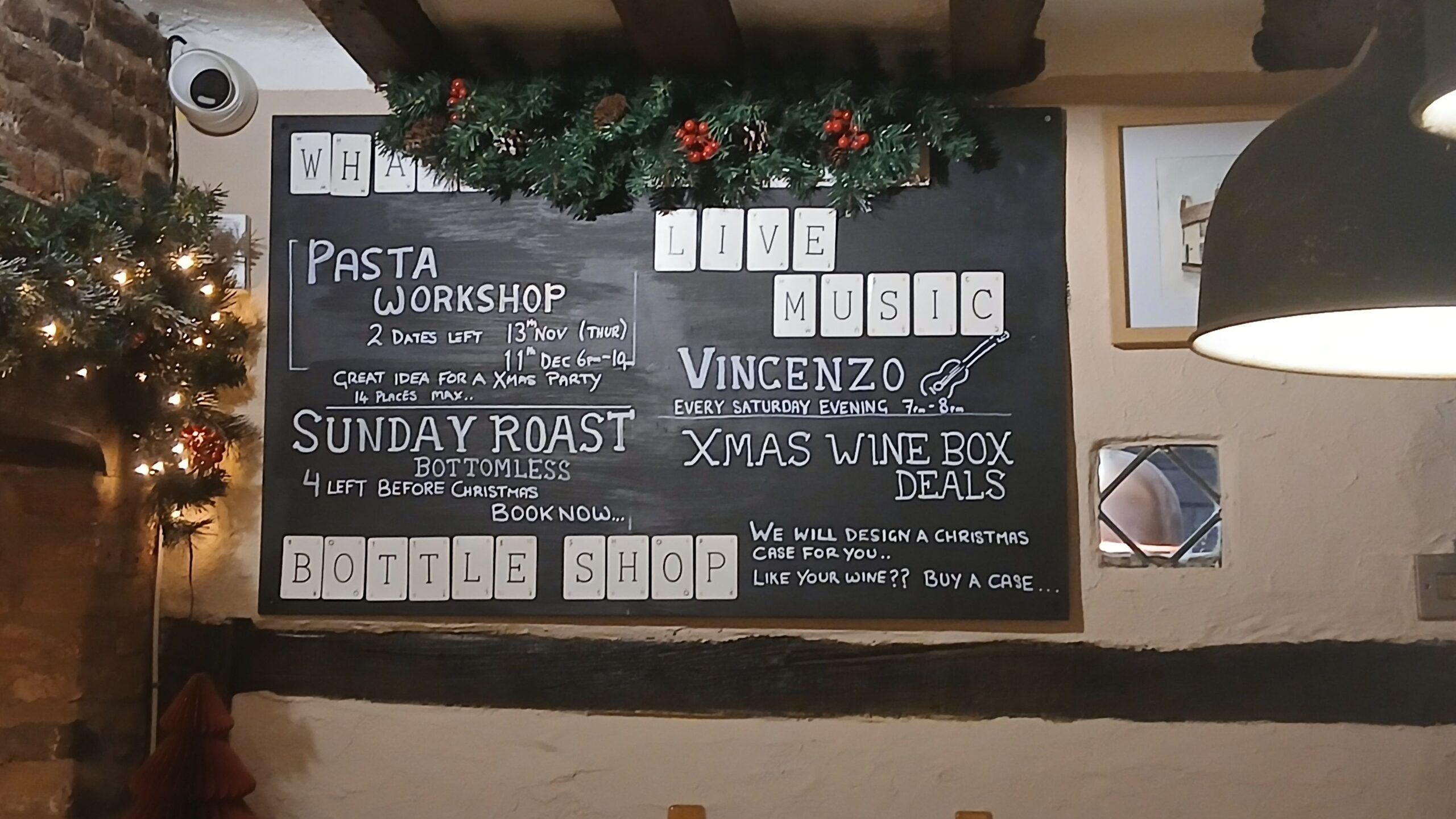 black board on the wall with the information