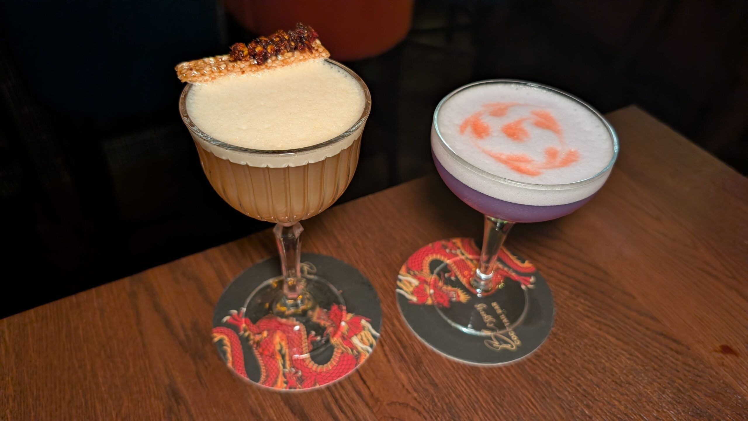 shot of the two cocktails next to each other