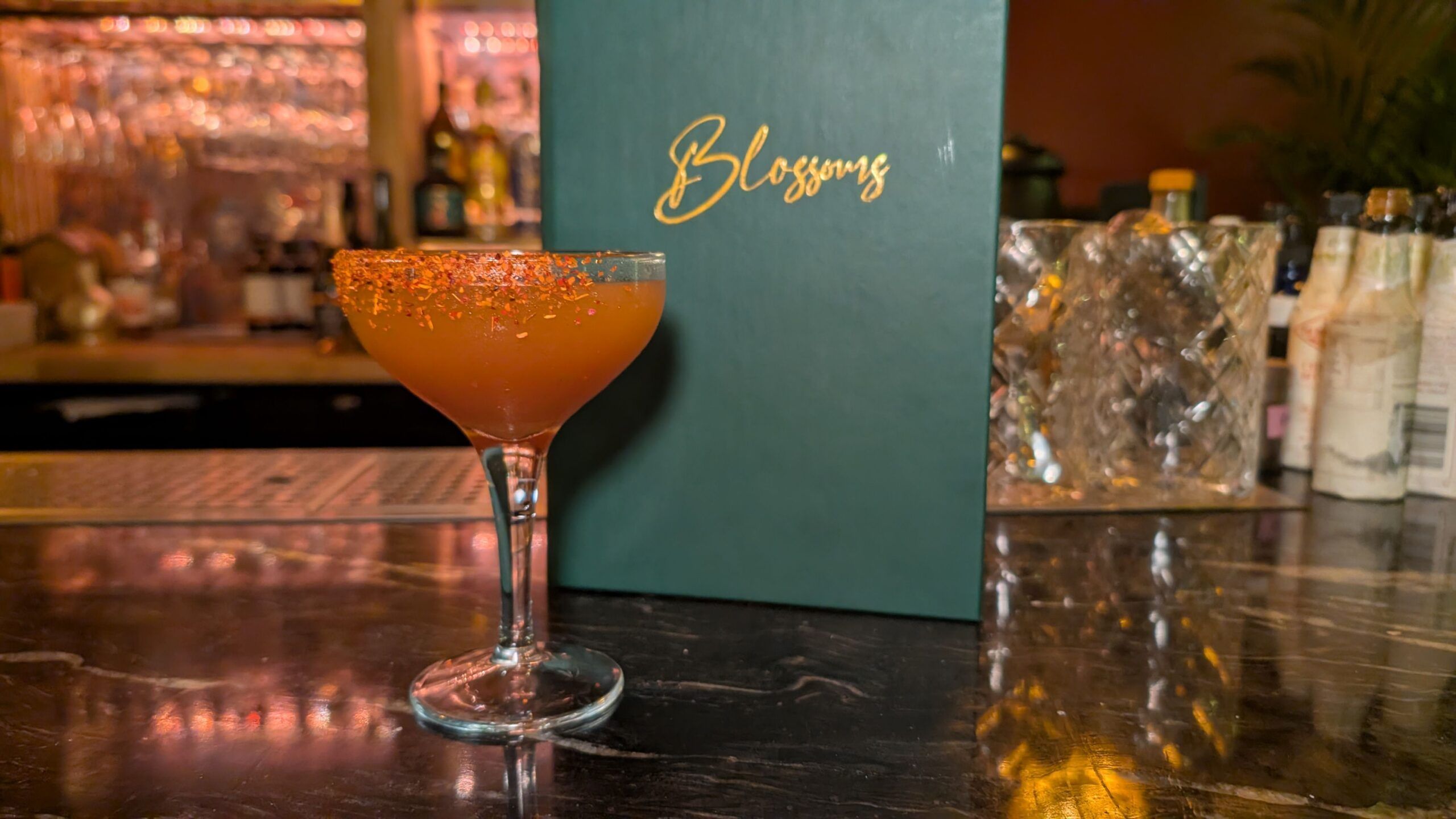 Akuma Margarita, a twist on your classic spicy marg, with Kashmiri and ancho chilli providing a warming and tingly heat tempered by sourness from the addition of tamarind