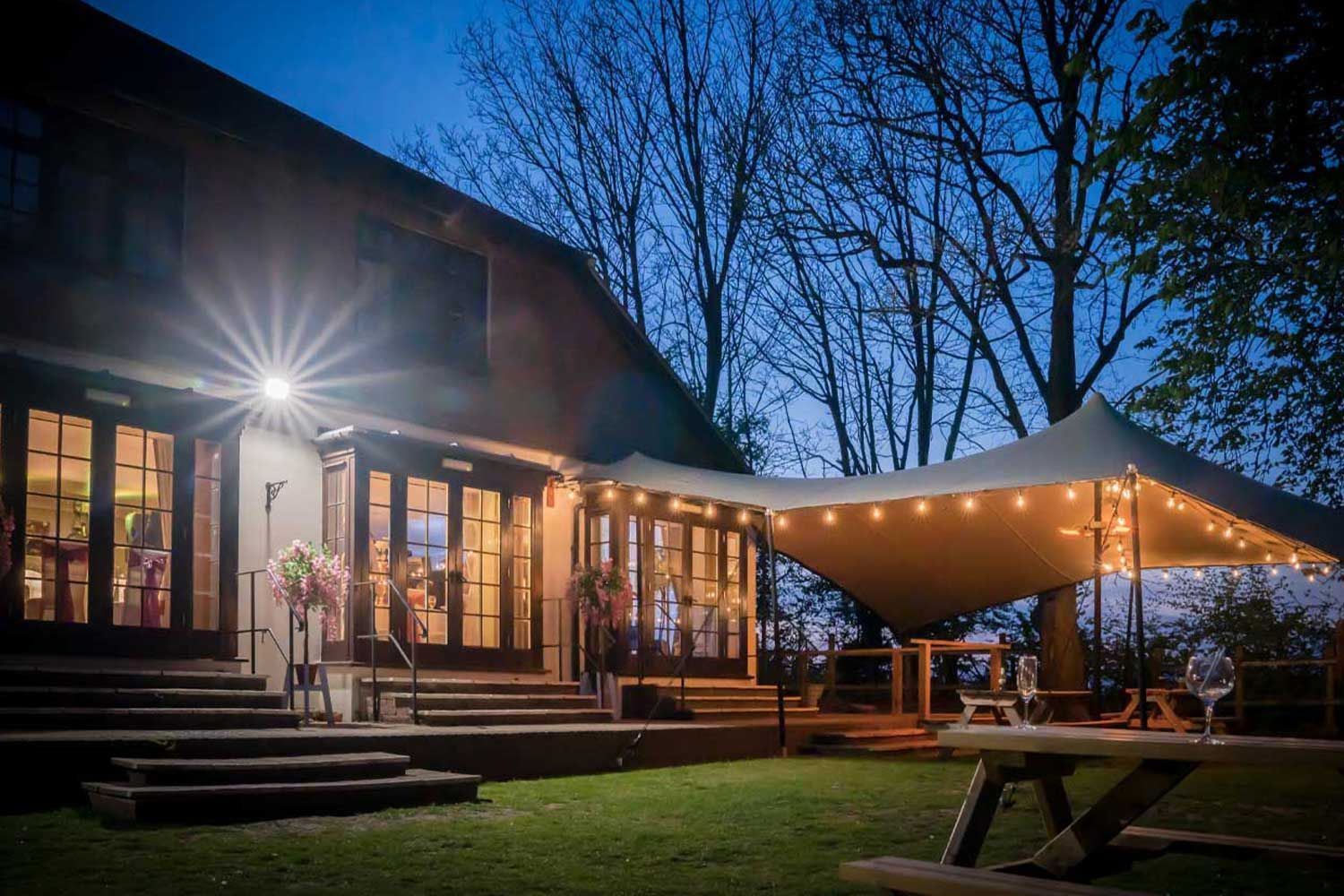 exterior shot of the terra restaurant at tottington manor