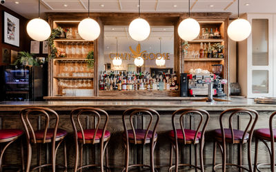 The Crazy Goose in Brighton - Barstools sitting opposite the bar