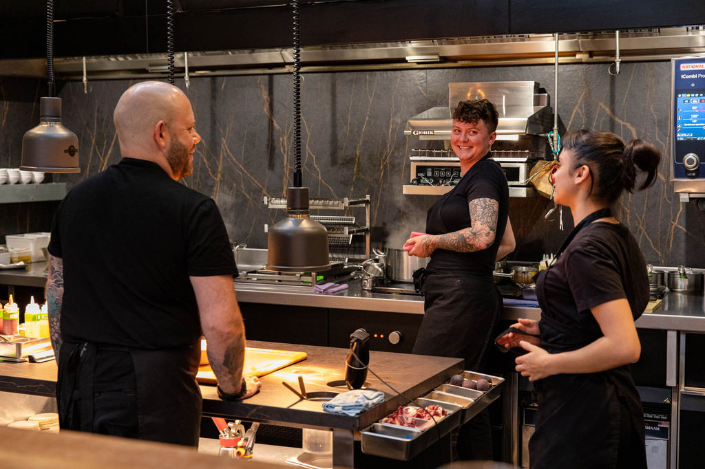 Chefs in the kitchen in Brighton restaurant Furna