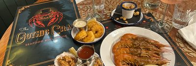 over head shot of the small plates of the gothic crab