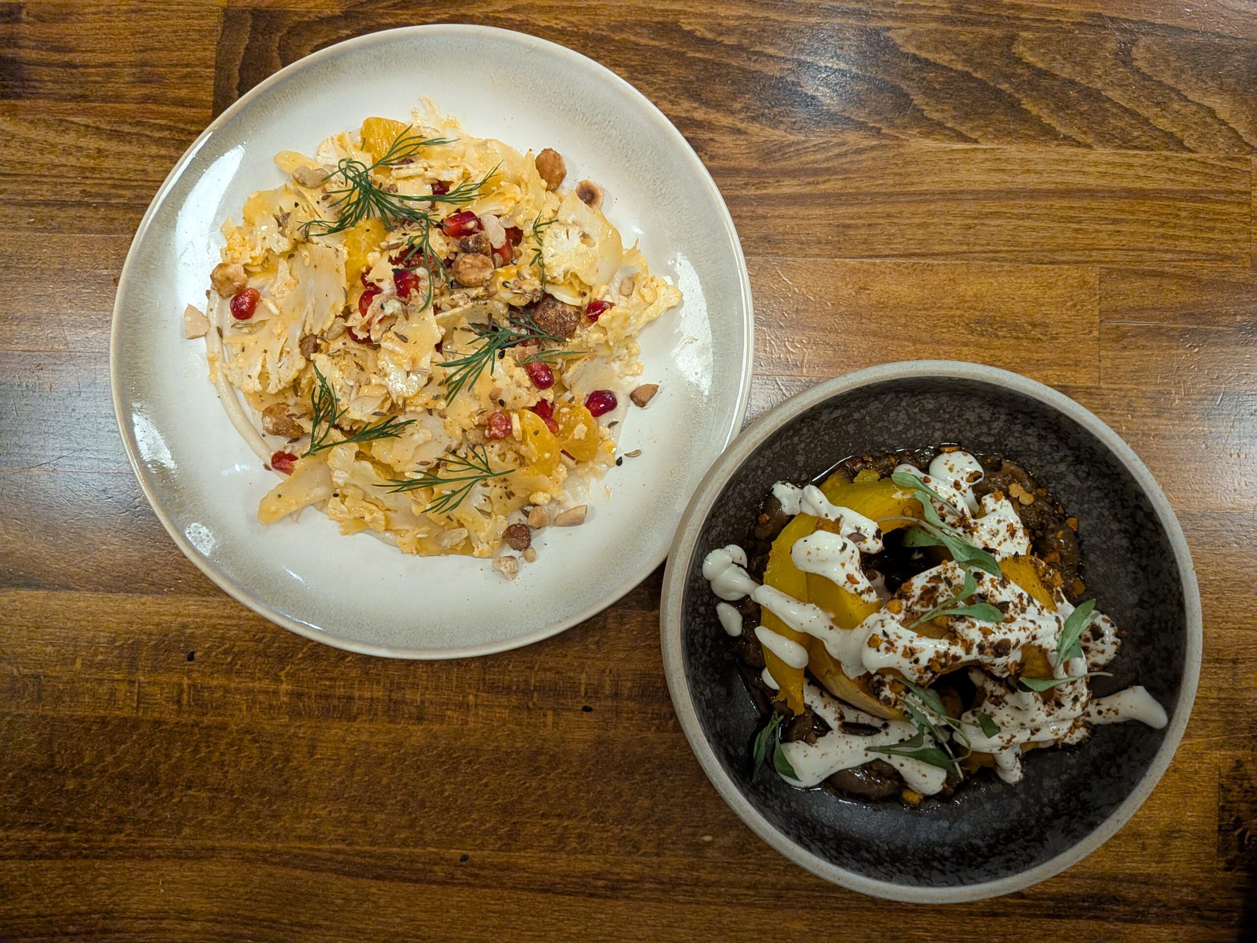 over head shot of the two dishes