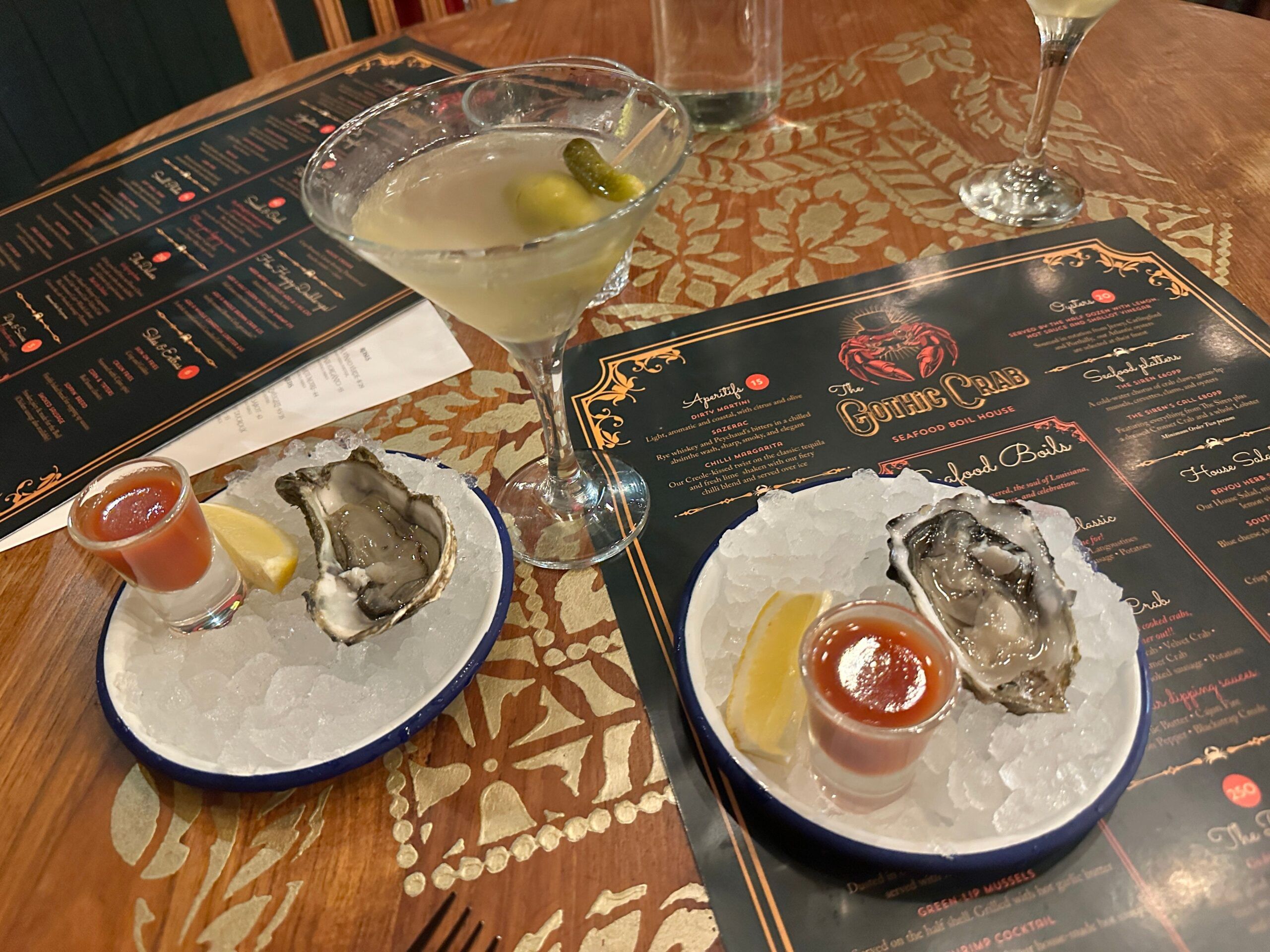 martini and oysters