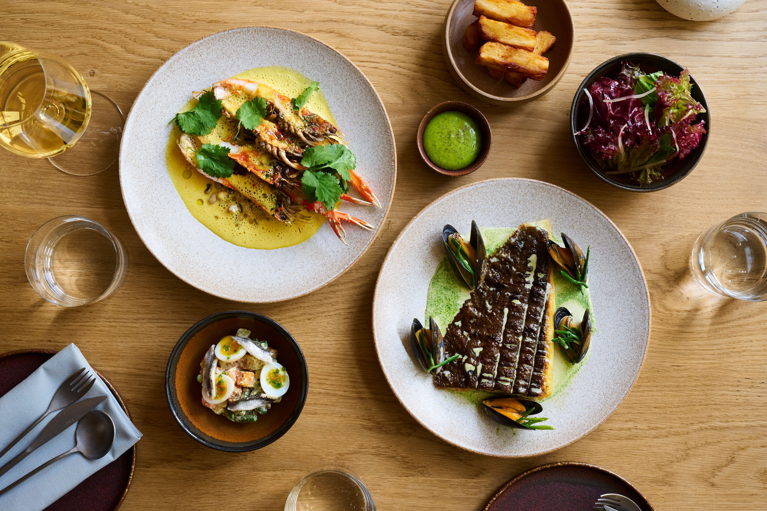 a selection of dishes from the menu at Maré. What to expect from this Hove Michelin star restaurant