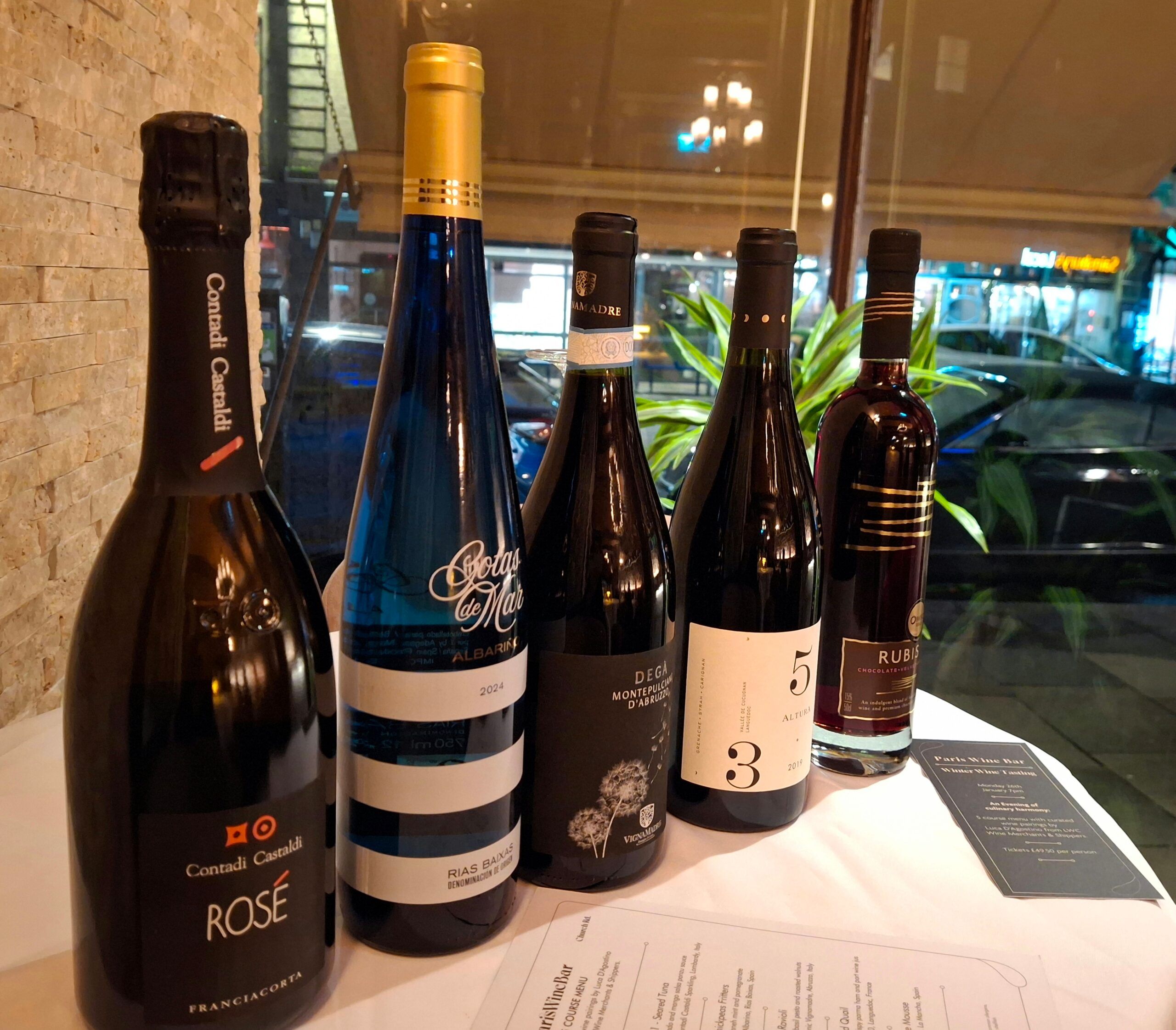 bottle of wines at Paris Wine Bar