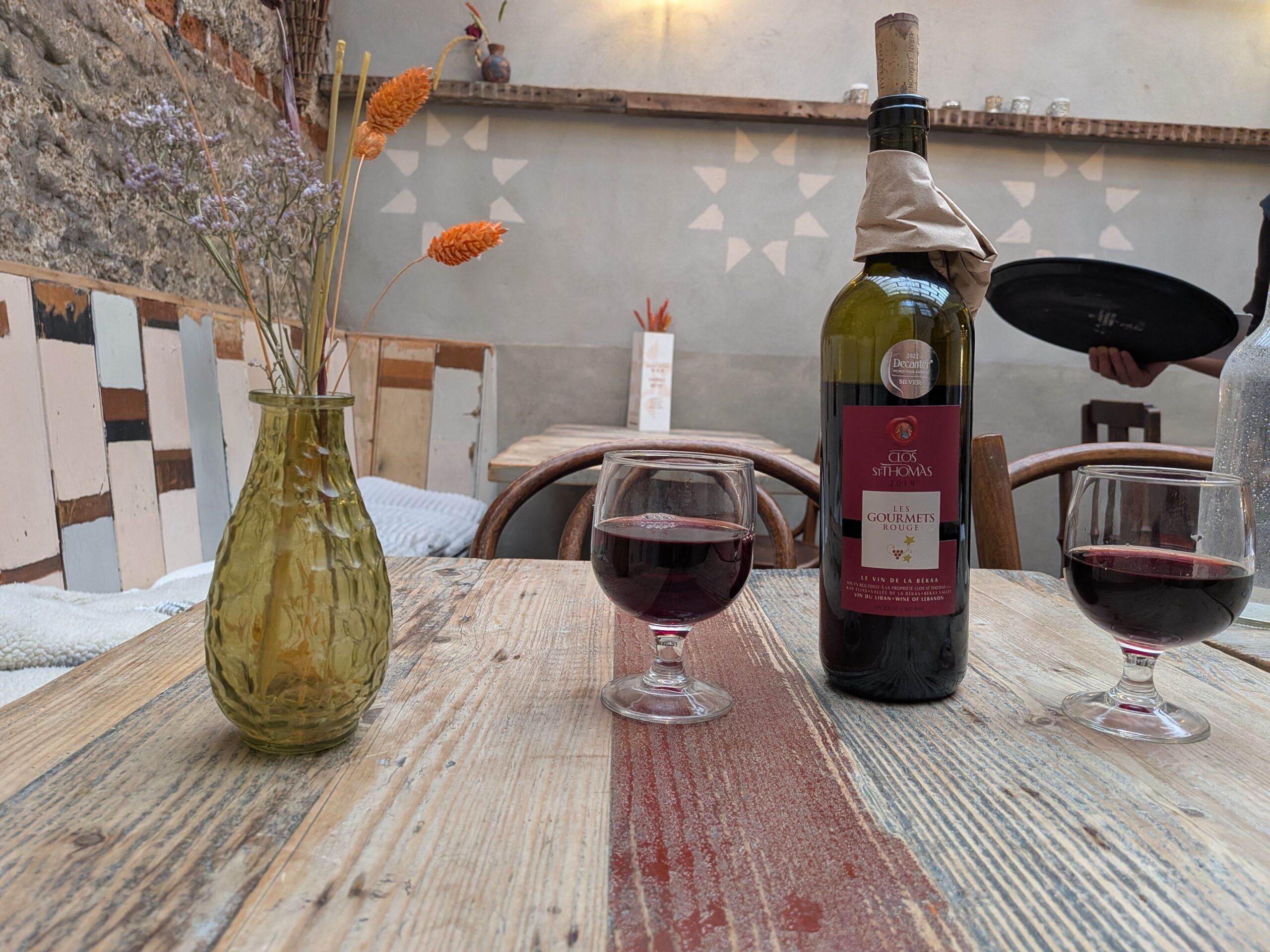 Wine on the table at Lavash