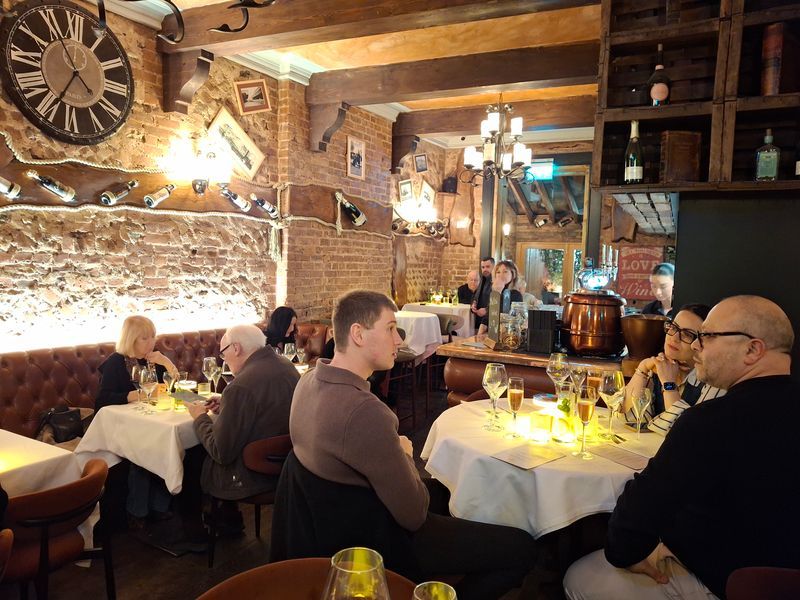 interior shot of the busy Paris Wine Bar