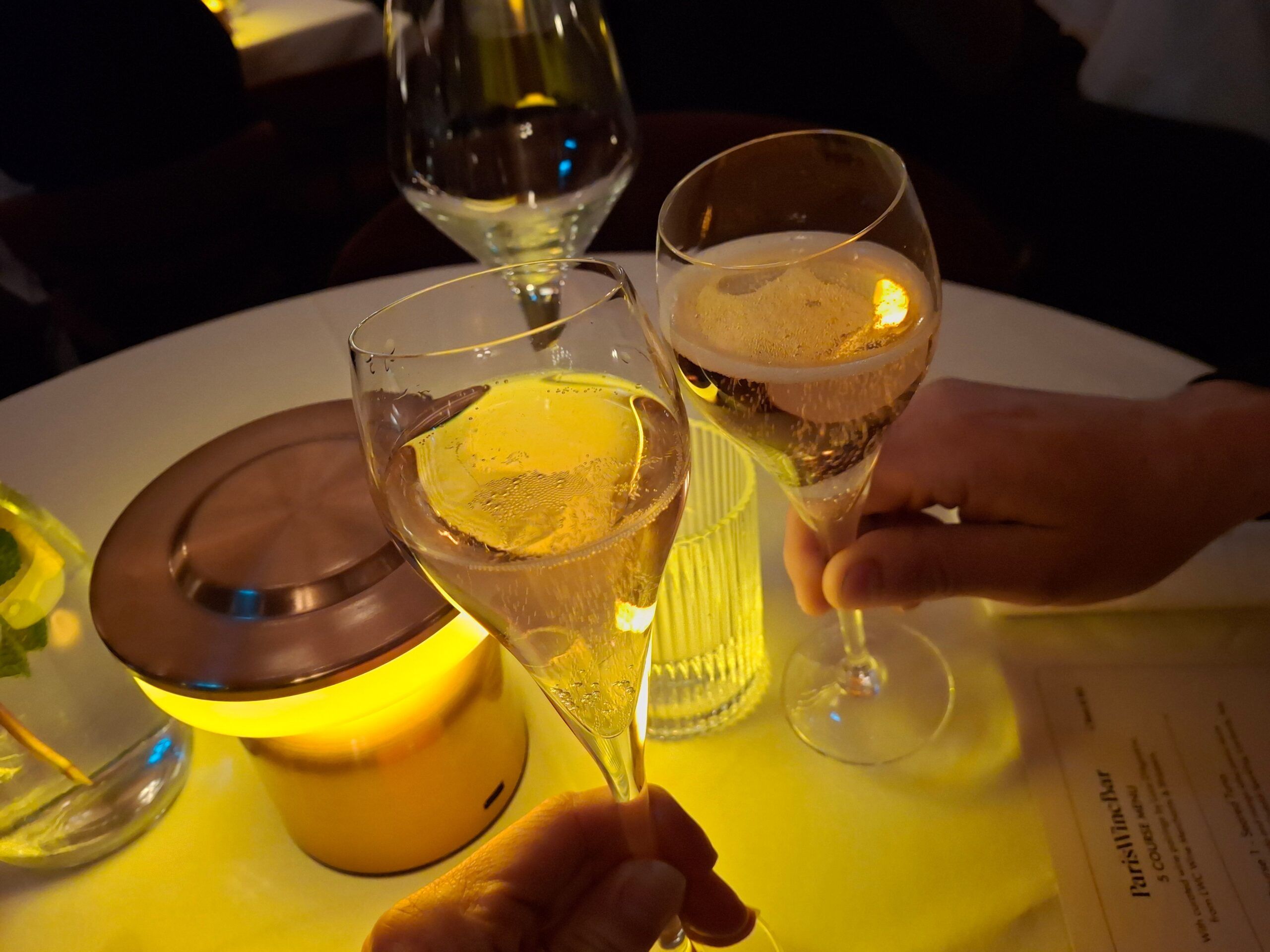 couple having a toast with white wine