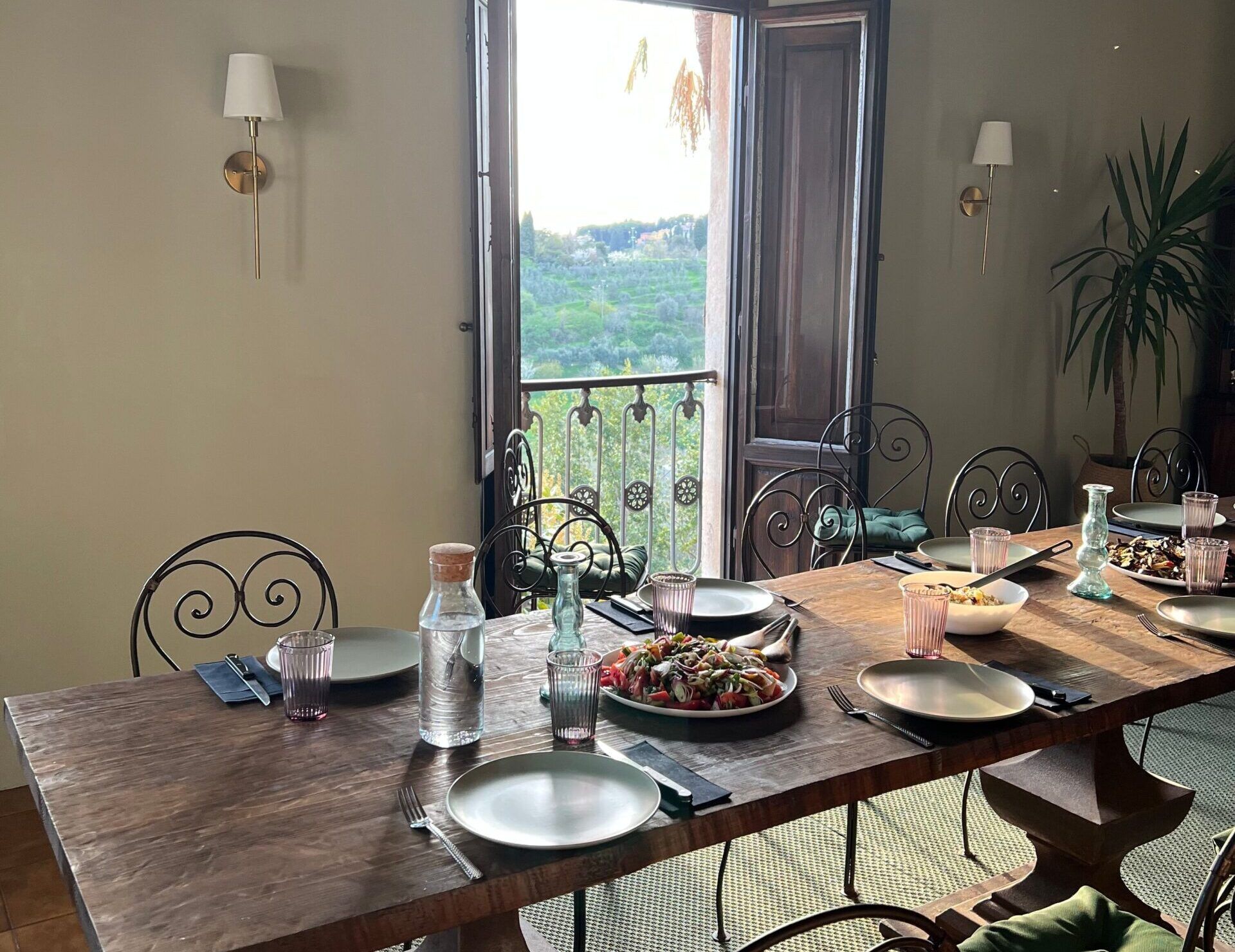 breakfast set on the table at villa loredana