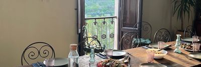 breakfast set on the table at villa loredana