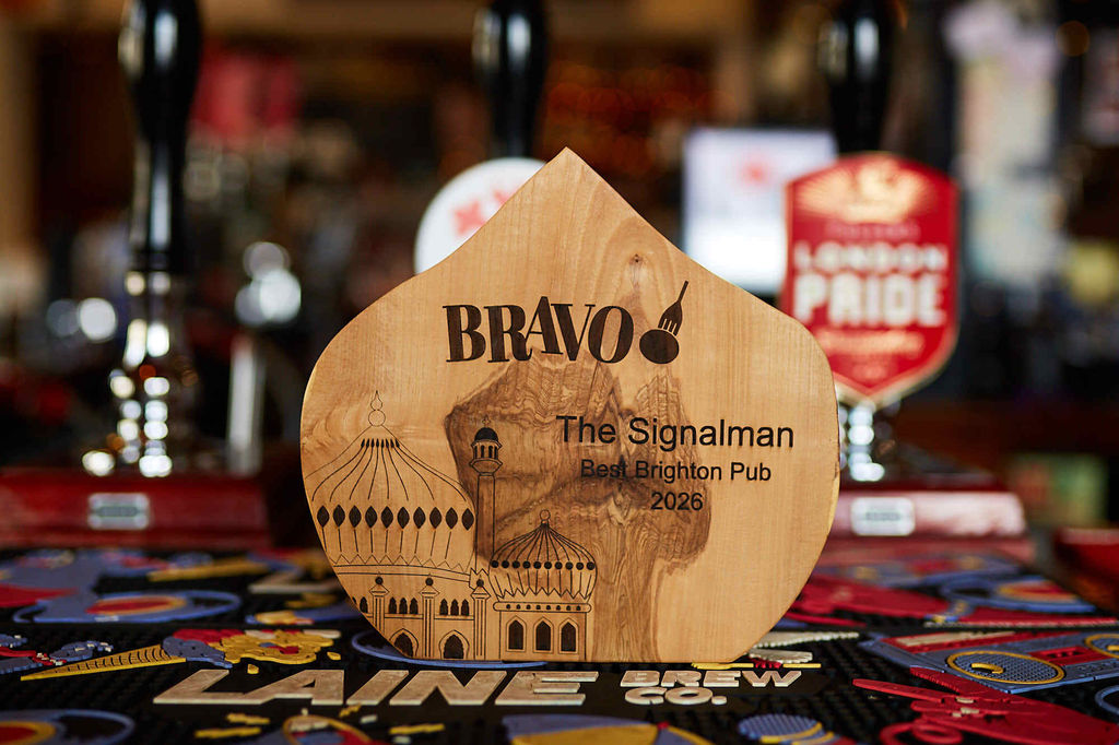The Signalman is voted best Brighton pub at the BRAVO Awards 2026. This is the BRAVO trophy for best pub.