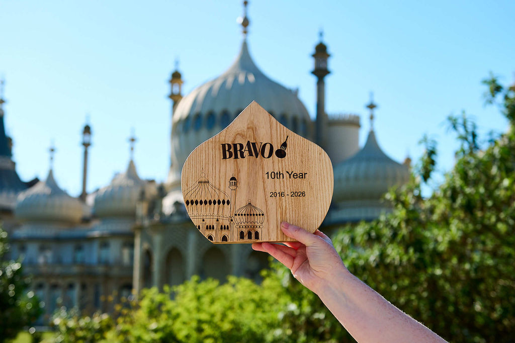 A picture of the BRAVO Ten Year Trophy. BRAVOS are teh biggest celebration of food and drink across Sussex.